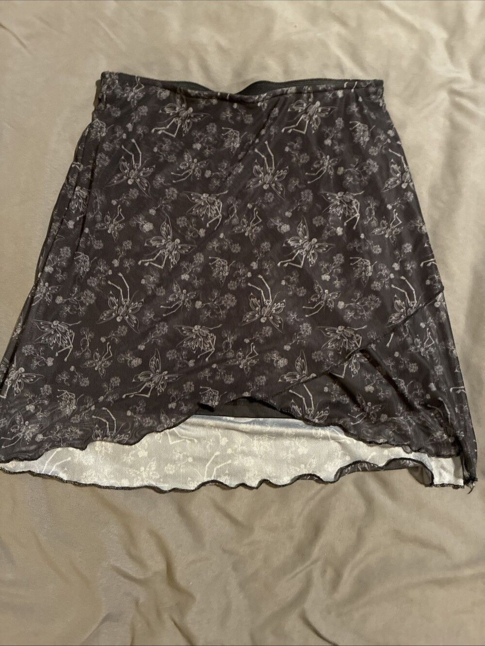 Thorn & Fable Skeleton Fairy Tiered Black Mini Skirt XS Whimsygoth Hot Topic